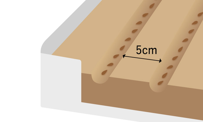種まき・発芽までの管理 5cm間隔で溝を作り、種まき