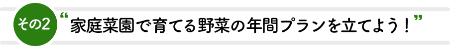 その2 家庭菜園で育てる野菜の年間プランを立てよう！