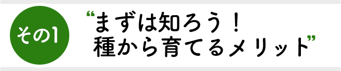 その1 まずは知ろう！種から育てるメリット