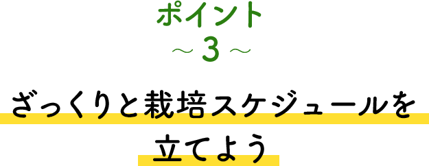 ポイント3 ざっくりと栽培スケジュールを立てよう