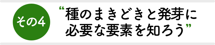 その4 種のまきどきと発芽に必要な要素を知ろう