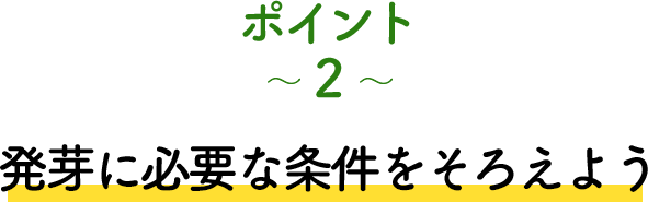 ポイント2 発芽に必要な条件をそろえよう