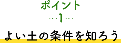 ポイント1 よい土の条件を知ろう