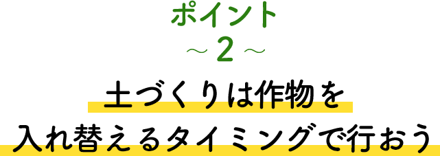 ポイント2 土づくりは作物を入れ替えるタイミングで行おう