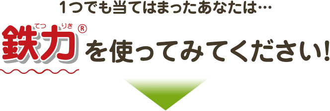 1つでも当てはまったあなたは…　鉄力（R）を使ってみてください！