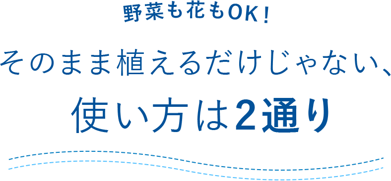 野菜も花もOK！そのまま植えるだけじゃない、使い方は2通り