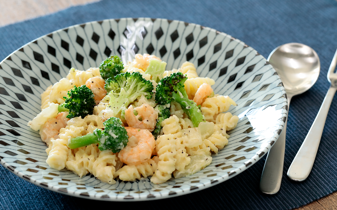ブロッコリーとエビの濃厚クリームパスタ