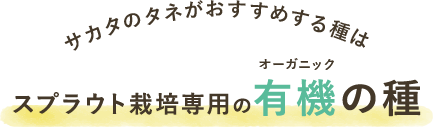サカタのタネがおすすめする種は スプラウト栽培専用の有機(オーガニック)の種