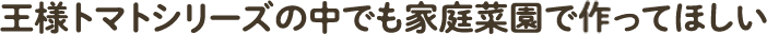 王様トマトシリーズの中でも家庭菜園で作ってほしい