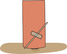 袋の根元を竹串で補強する